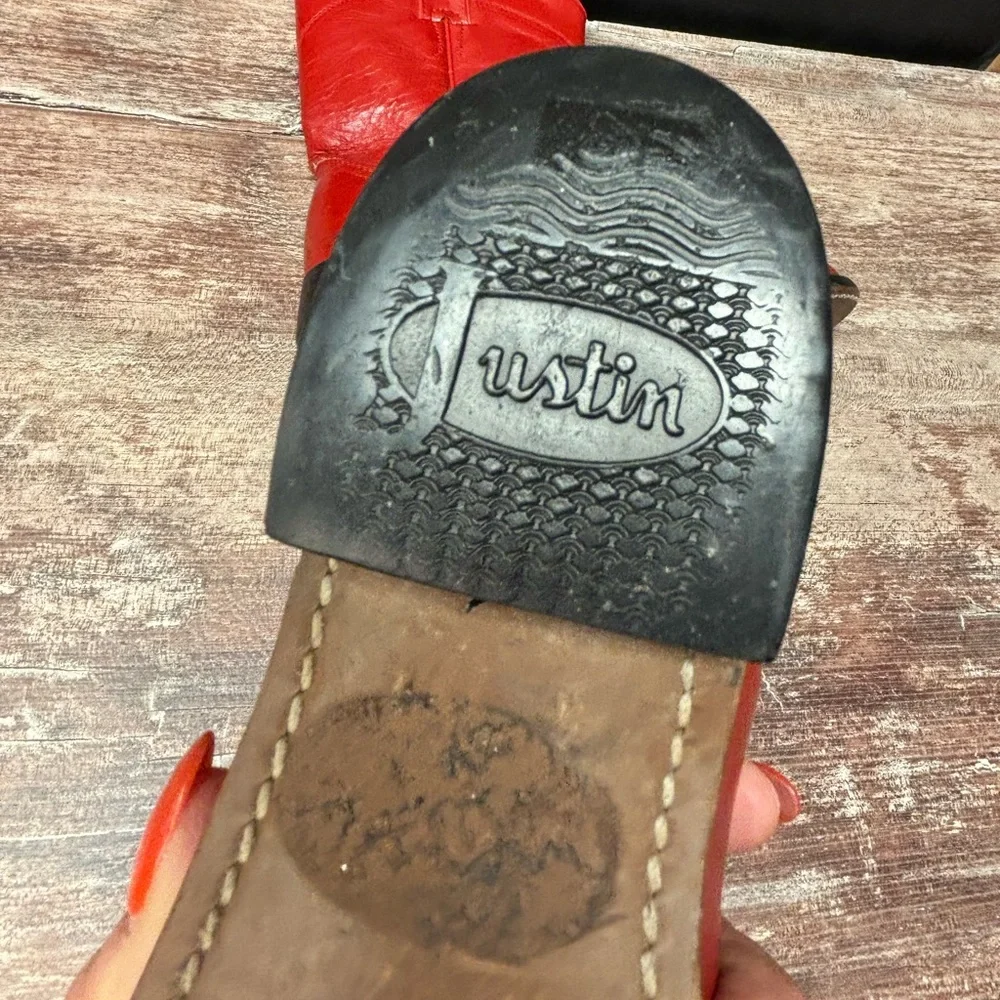 Justin Boots Kids Red Leather Cowboy Boots size 2 girls ❤️♥️